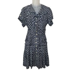 Karen Alexander Vintage Sailor Dress Belted‎ Drop Pleated Skirt w Pockets size 8